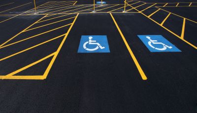 Finished Fire Lane Markings in a Parking Lot